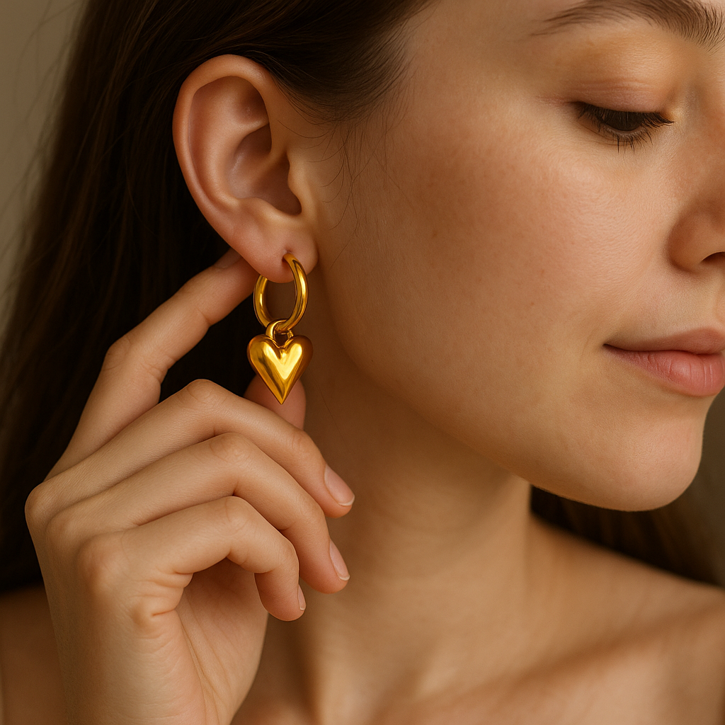 18k Heart Earrings
