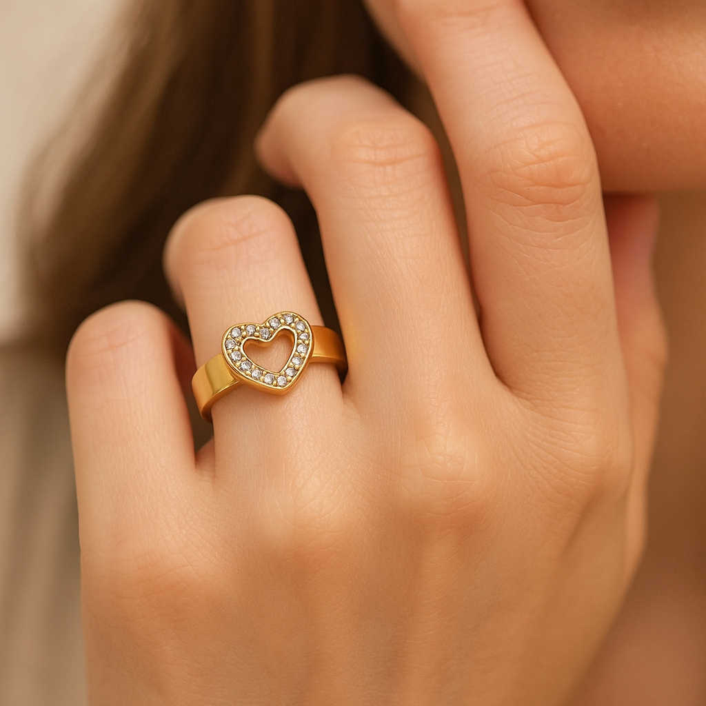White Heart Ring